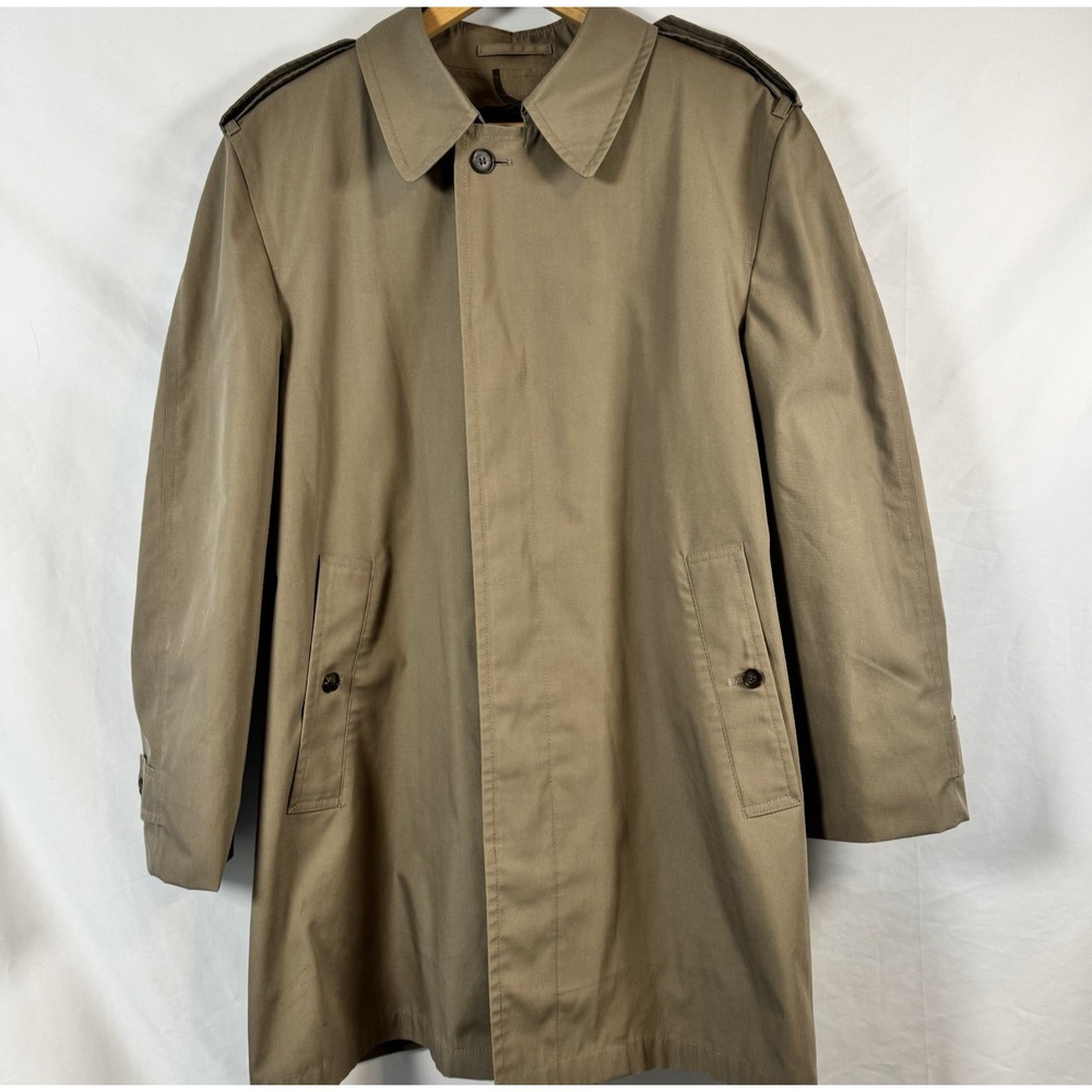 VTG London Fog Trench Coat Men 40 Short Khaki 3M Thinsulate Lined Rain Coat‎ USA